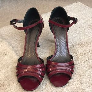 All leather J Vincent blood-red heels 10M